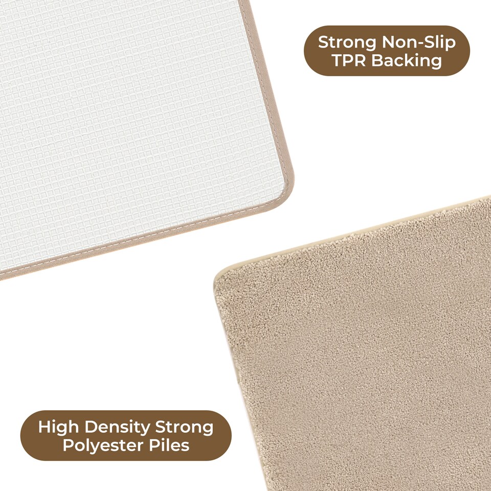 image 1 of Marlow 50x80CM Non-Slip Washable Kitchen Floor Runner Rug Mat | Cream | Beige