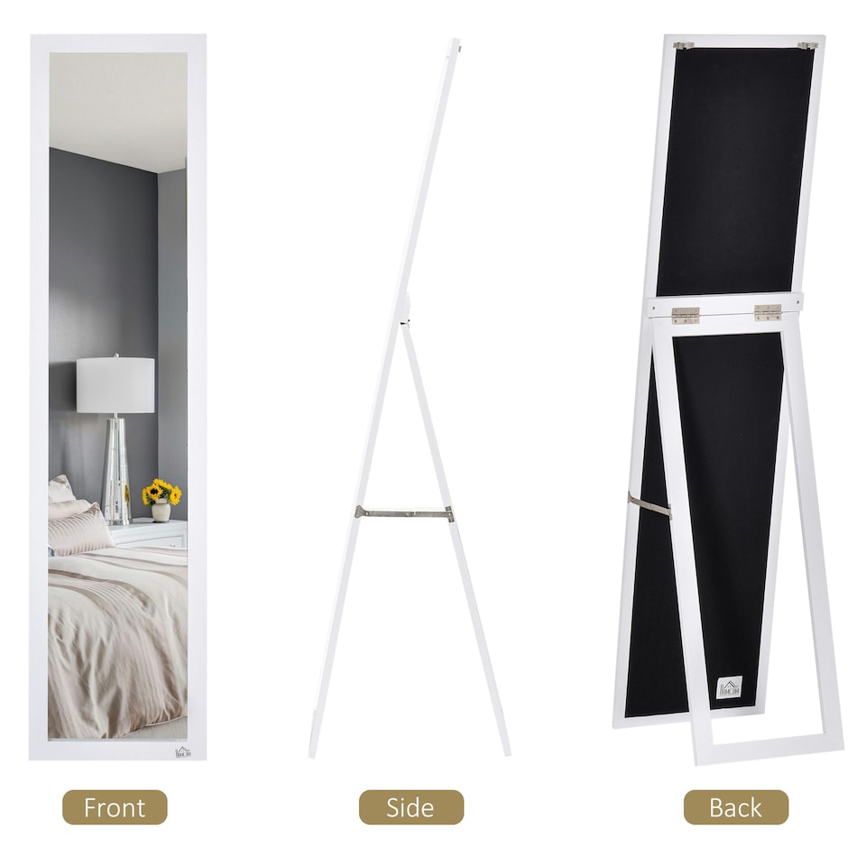 image 1 of HOMCOM Full Length Mirror, Floor Standing or Wall-Mounted Long Mirror, White
