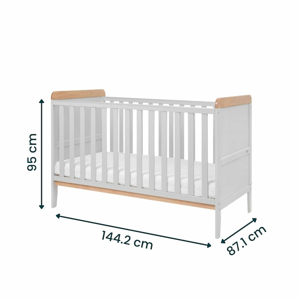 image 1 of Tutti Bambini Rio Cot Bed with Cot Top Changer & Mattress - Dove Grey/Oak