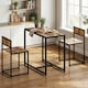 image 7 of HOMCOM 3 Piece Dining Table Set with Metal Frame | Brown | Rustic Brown and Black