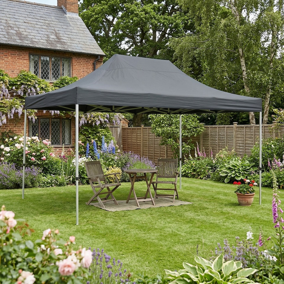 image 1 of Pop Up Gazebo 3m x 4.5m Garden Marquee Waterproof UV Resistant Grey