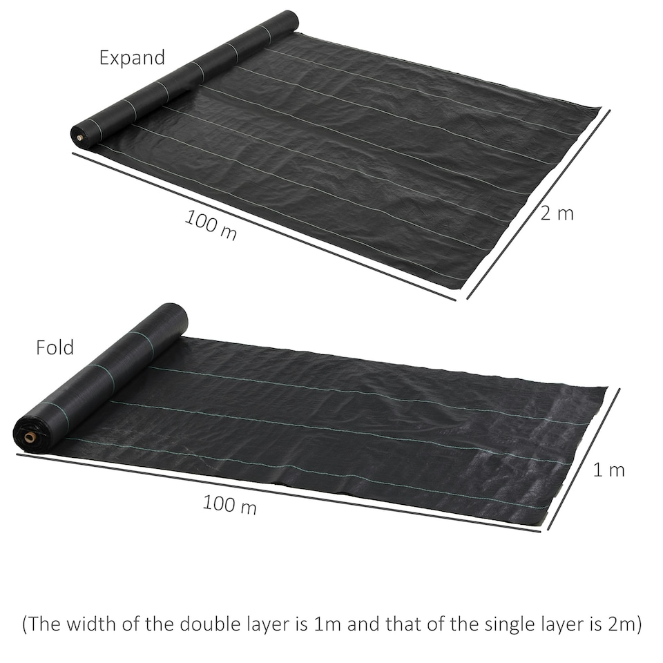 image 1 of Outsunny 2 x 100m Weed Membrane, Heavy Duty Weed Control Membrane