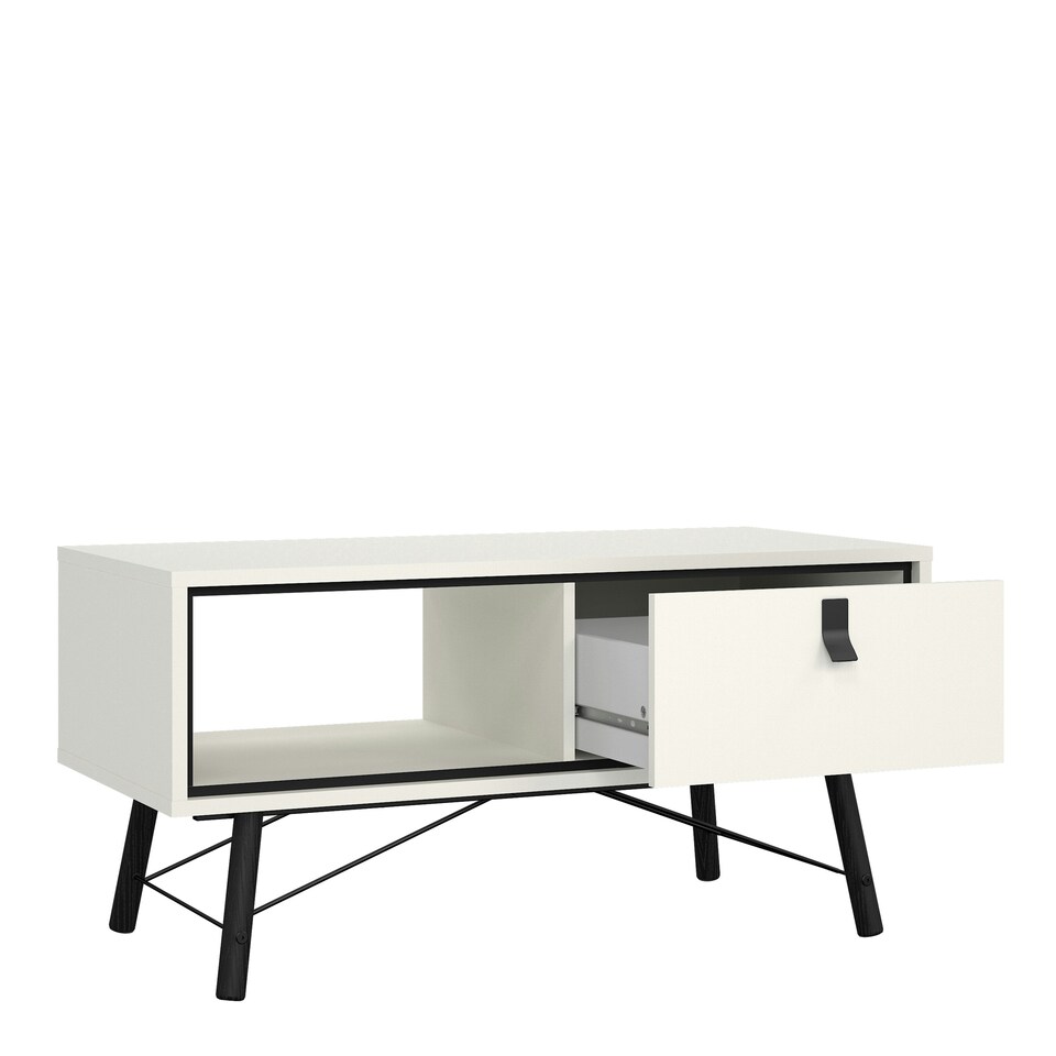 image 1 of Ry Coffee Table with 1 Drawer in Matt White