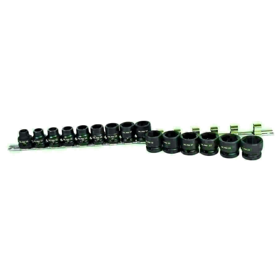 image 1 of Metric Stubby 1/2" Drive Shallow Sockets 6 Sided Single Hex 10 - 24mm 15pc Set
