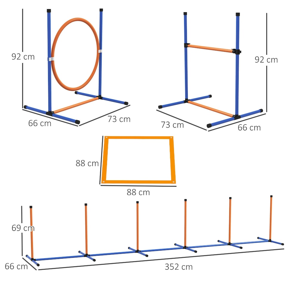 image 1 of PawHut 8 Piece Dog Agility Equipment Set, Outdoor Agility Kit for Pet, Orange