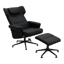 Living and Home Faux Leather Swivel Armchair with Matching Footstool