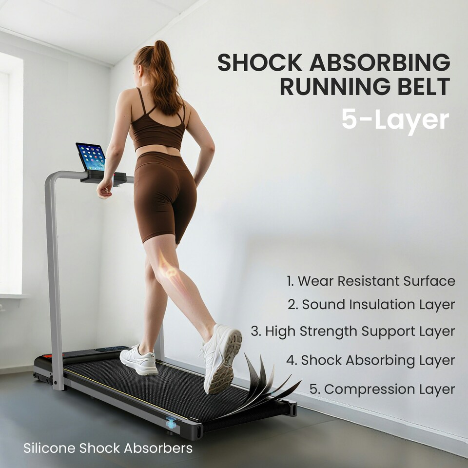 image 1 of SPORTNOW Folding Treadmill Under Desk Walking Pad with Incline, Silver Tone