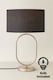 image 4 of ValueLights Antonia Black Fabric Shade Brushed Chrome Oval Table Lamp & Bulb | Silver