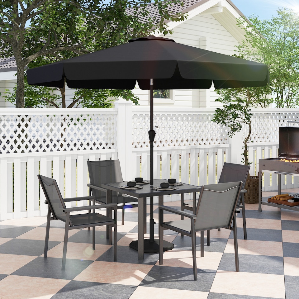 image 1 of Outsunny 5 Piece Garden Dining Set, Outdoor Table and 4 Chairs, Grey
