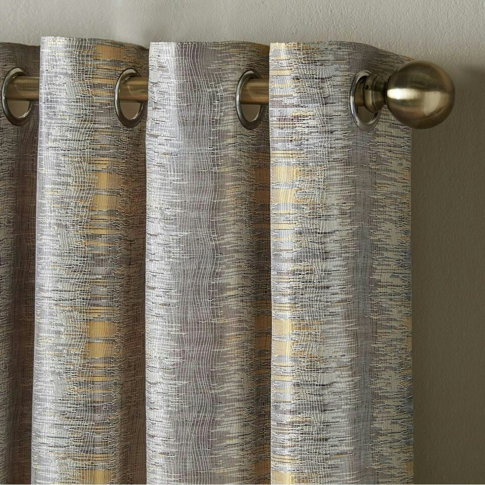 image 1 of Reflect Ring Top Lined Curtains - 229cm x 274cm - Ochre/Silver