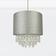image 3 of First Choice Lighting Set of 2 Sparkle Grey Faux Silk Jewelled Easy Fit Light Shades Grey | Clear