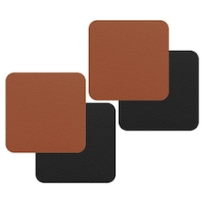 I-Style Rust and Black Flexi Set of 4 Faux Leather Coasters