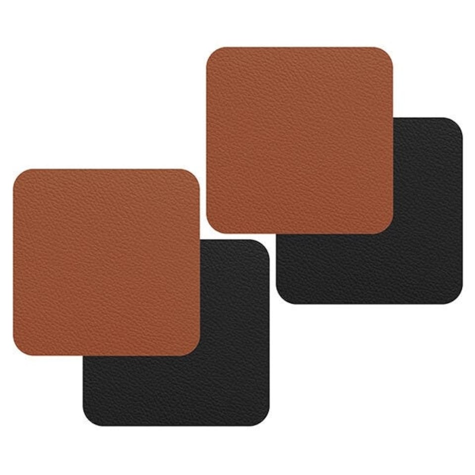 I-Style Rust and Black Flexi Set of 4 Faux Leather Coasters