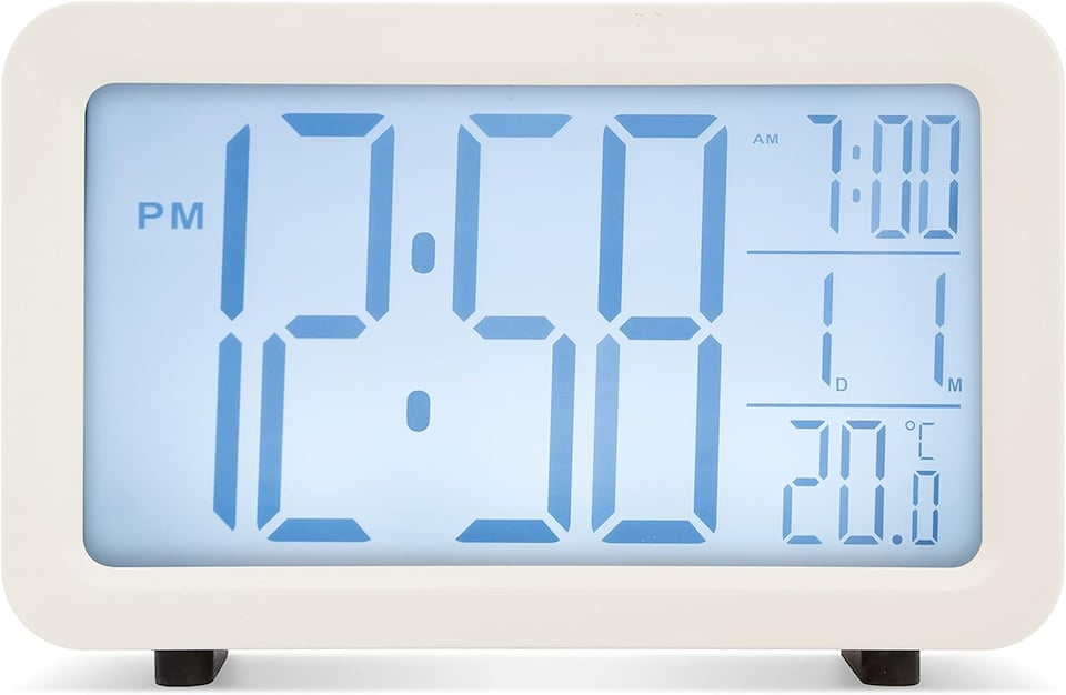 image 1 of Acctim Harley Superbrite Modern Digital Alarm Clock | White | White