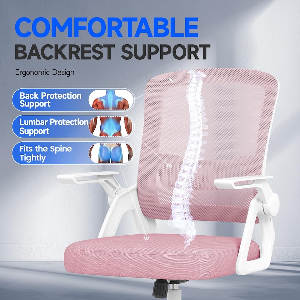 image 1 of Rattantree Ergonomic Swivel Computer Chair with Flip-Up Armrests
