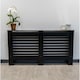 image 1 of JSH Radiator Cover Black Horizontal Slat Wood MDF - Large - 152cm (W) x 81.5cm (H) x 19cm (D) | Black