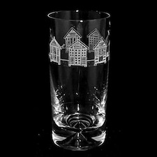 Animo Glass Highball Glass Etched Tumbler Beach Huts