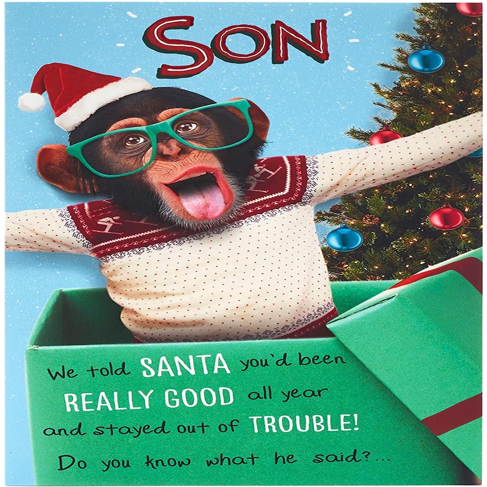 image 1 of For Son Funny Cheeky Champ Design Christmas Card