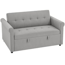 HOMCOM 2 Seater Sofa Bed with 7-Position Adjustable Backrest, Convertible Pull Out Sleeper Sofa, Mid-Century Modern Fabric Bed Settee for Living Room, Guest Room, Grey