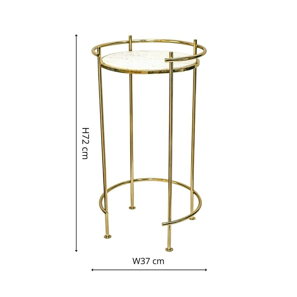 image 1 of Opulence Set of 2 Nested Side Tables Marble/Gold Gold