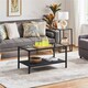 image 2 of Yaheetech Wicker Coffee Table with Tempered Glass Top Black