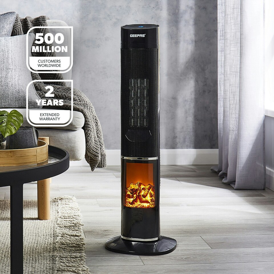 image 1 of GEEPAS Digital Ceramic Tower Heater - Black