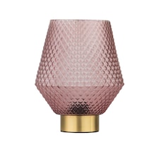Porter - Battery Operated Satin Brass Lamp with Pink Textured Glass Bronze | Pink