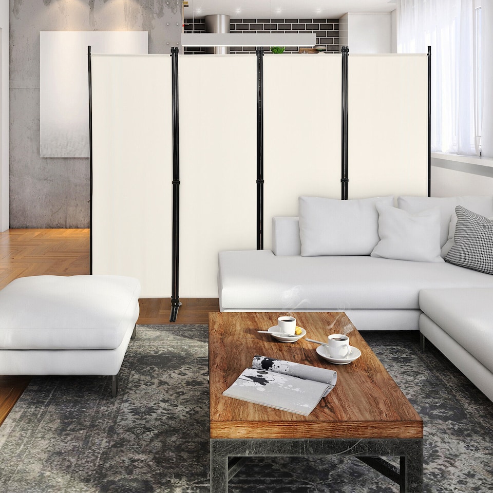 image 1 of COSTWAY 4 Panel 173cm Room Divider Folding Fabric Privacy Screen Wall Divider Indoor