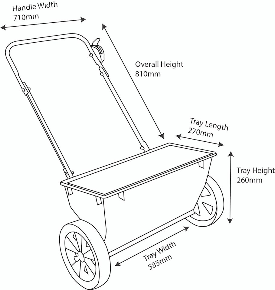 image 1 of Black Salt/Seed/Fertiliser Drop Spreader With 30kg Capacity, Rock Salt Spreader With Cable Controlled Flow, No Motors/Batteries