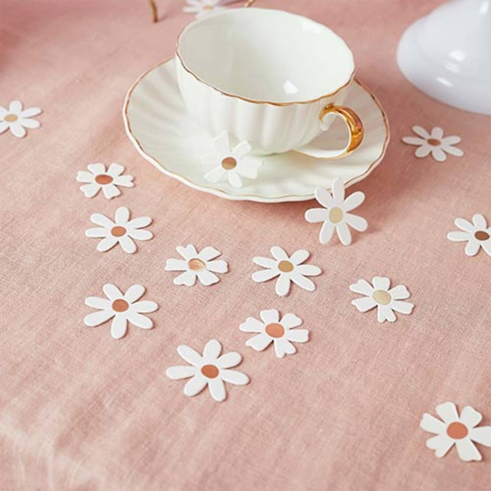 image 1 of Gold Foiled White Daisy Shaped Table Confetti Scatter 10g