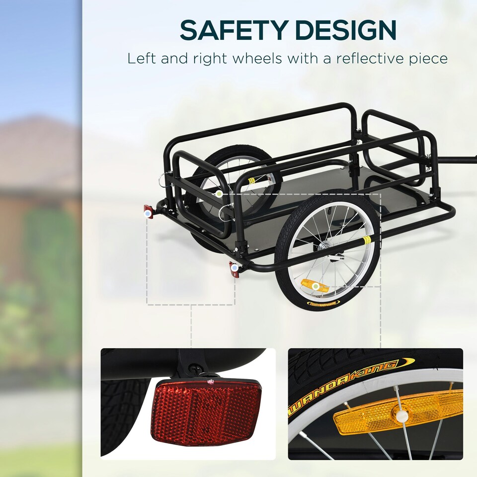 image 1 of HOMCOM Bicycle Cargo Trailer for Shop Luggage Storage Utility w/ Hitch