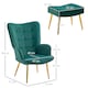 image 3 of HOMCOM Modern Armchair with Footstool, Upholstered Accent Chair with Ottoman, Steel Legs, Velvet Wingback Chair for Living Room, Bedroom, Home Study, Dark Green