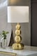 image 2 of ValueLights Marissa Pair Gold Stacked Ball Bedside Light Table Lamp | Gold