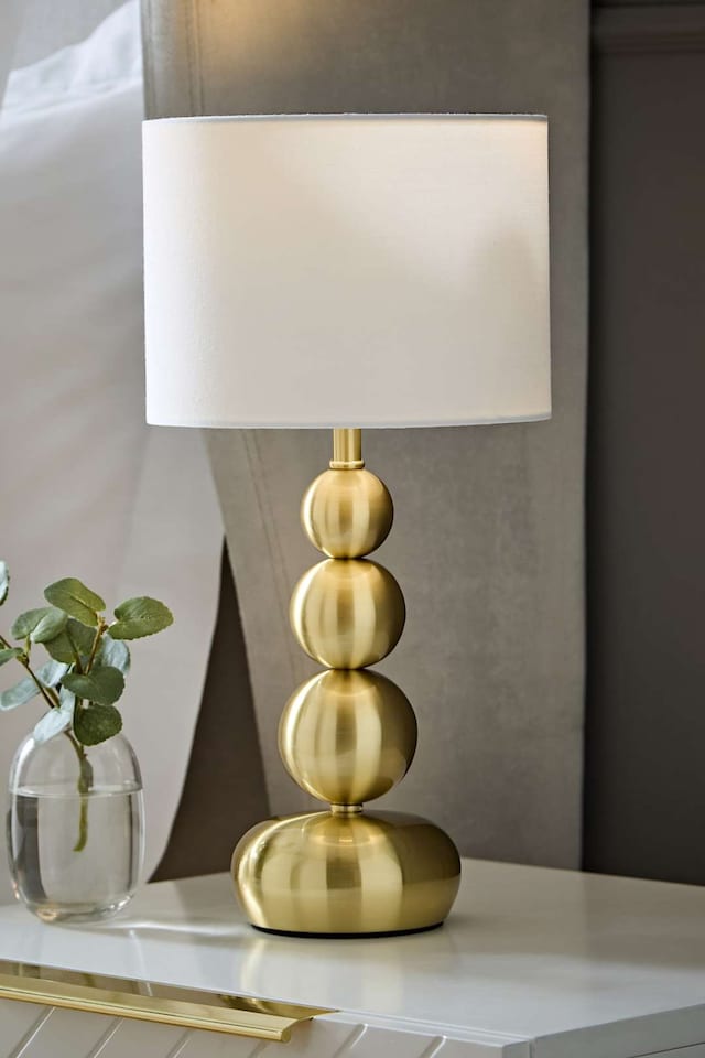 image 1 of ValueLights Marissa Pair Gold Stacked Ball Bedside Light Table Lamp | Gold