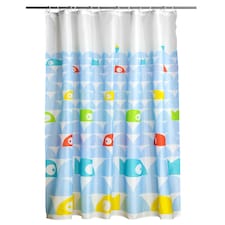 Fish Design Polyester Shower Curtain-Hooks