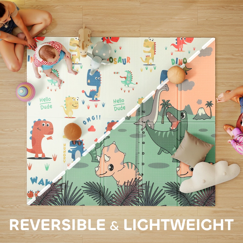 image 1 of AIYAPLAY Baby Play Mat, Foldable Activity Playmat, Dinosaur Theme