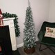 image 1 of 5.5ft (1.7m) Premier Snow Flocked Spruce Pine Slim Christmas Tree in Green