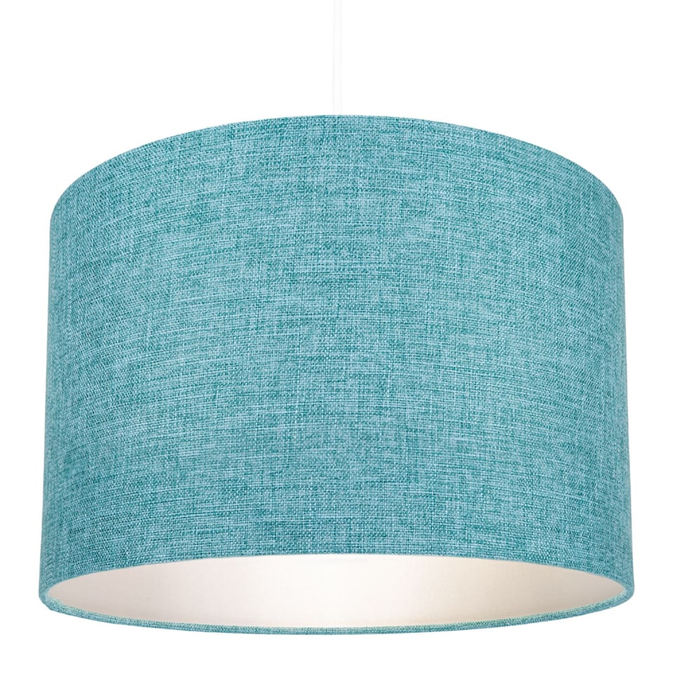 image 1 of Contemporary and Sleek 12 Inch Teal Linen Fabric Drum Lamp Shade 60w Maximum | Blue | Teal | 1
