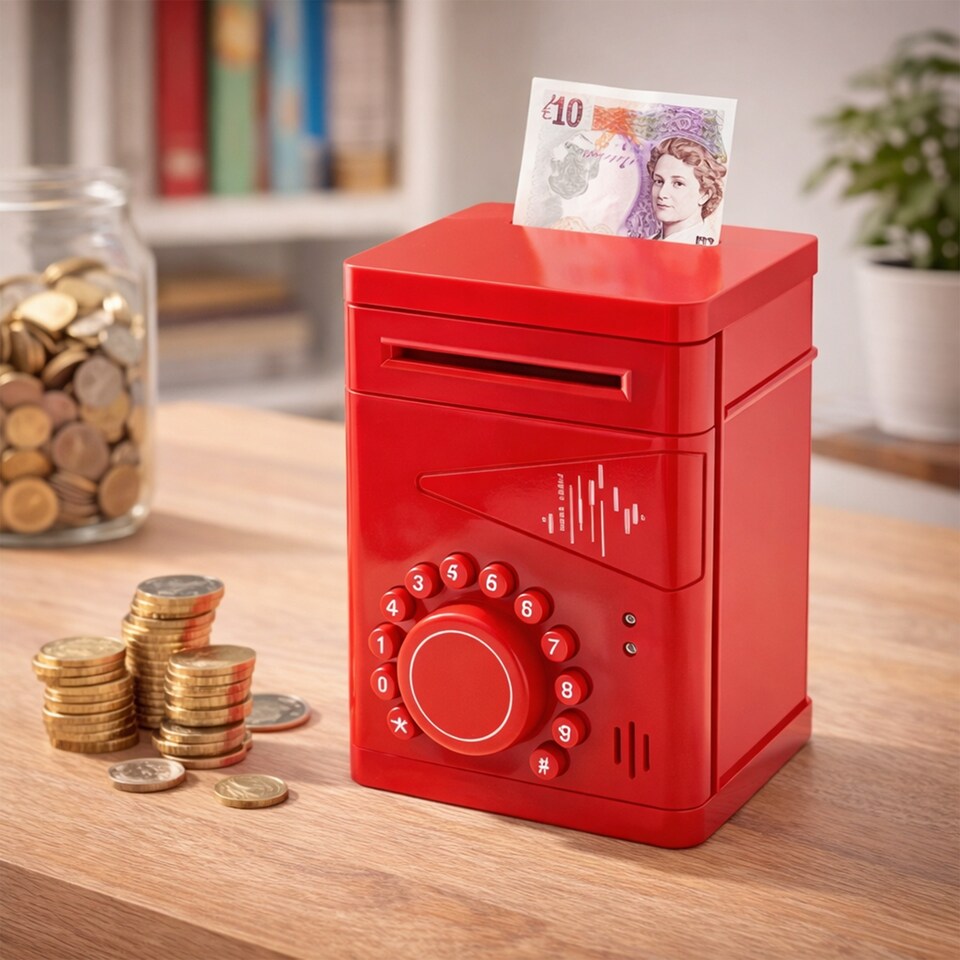 image 1 of Kids ATM Money Box Safe Coin & Note Savings Bank