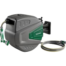 Wall Mounted Garden Hose Reel Retractable Pipe Auto Rewind System 180 Degrees Swivel 30m