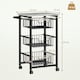 image 7 of HOMCOM 3-Tier Kitchen Island on Wheels with 3 Pull-Out Baskets, Light Grey