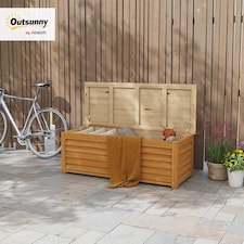 Outsunny 292L Outdoor Storage Box, Wooden Garden Storage Container for Balcony, Porch, Light Brown | Brown | Brown | 1