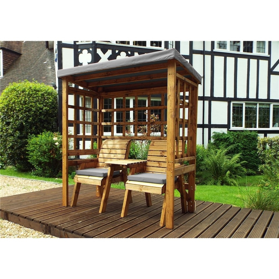image 1 of Traditional Harvey Twin Seat Arbour with 2 x Chair Cushion Grey