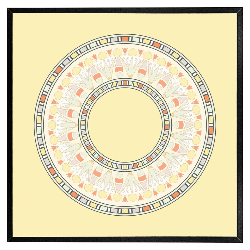 image 1 of Yellow circle ornament. round frame (Picture Frame) Black | M