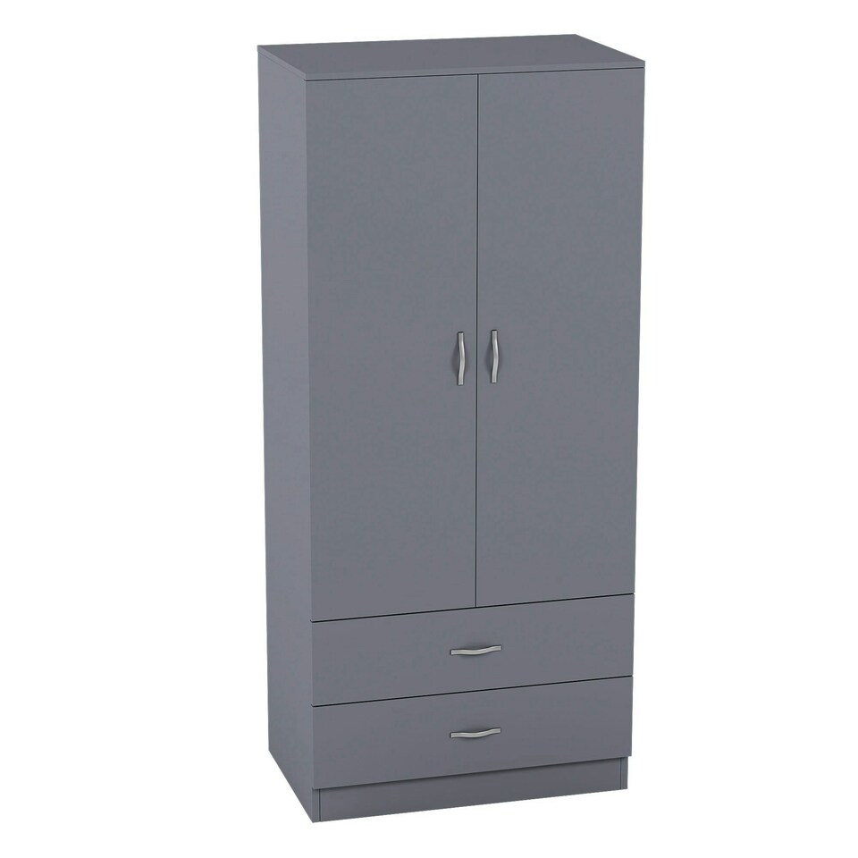 image 1 of Vida Designs Riano 2 Door 2 Drawer Wardrobe With Shelf & Clothes Rail, Grey