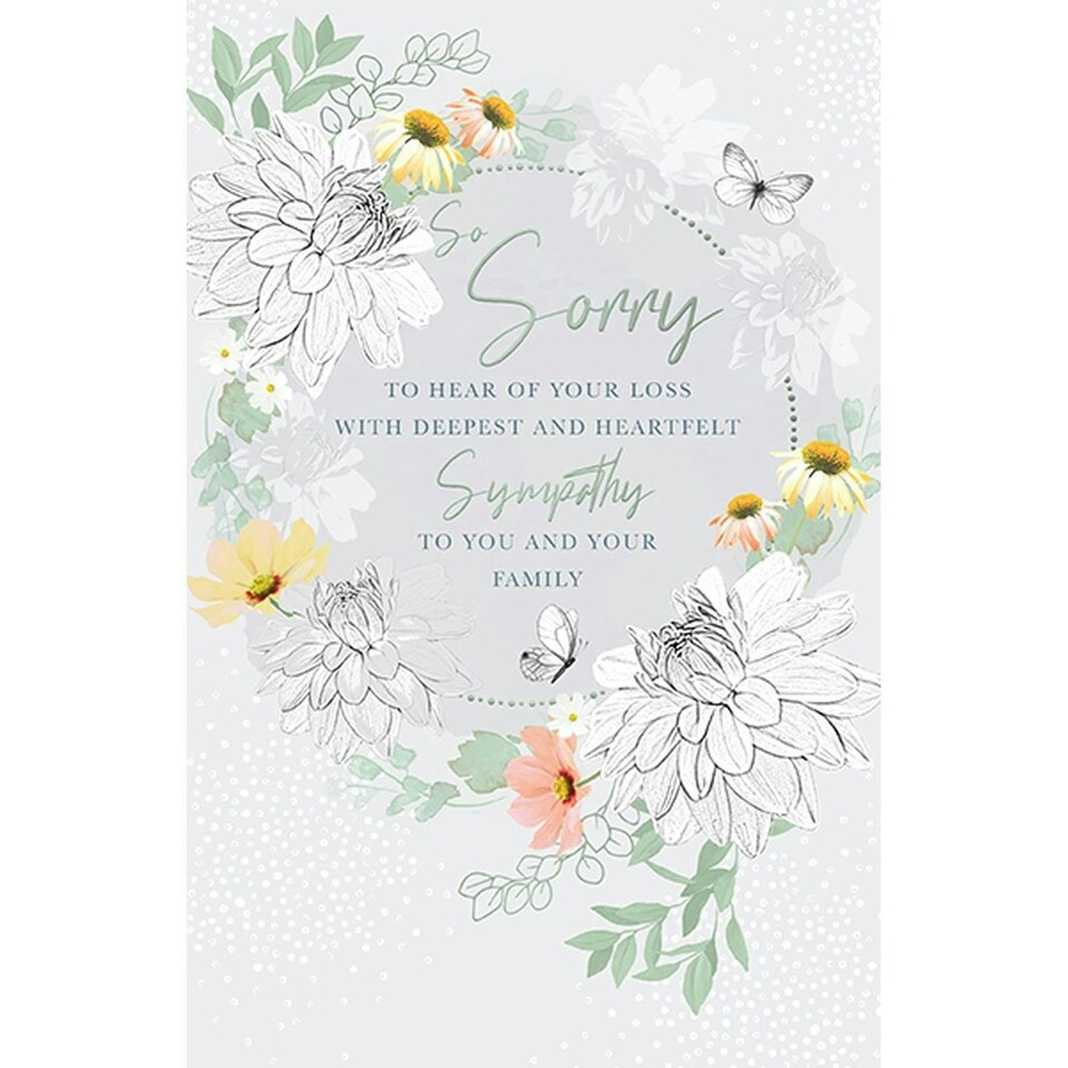 Words 'n' Wishes Traditional Sympathy Card, Sorry For Your Loss, For the Family, 21 x 13 cm, Made in the UK