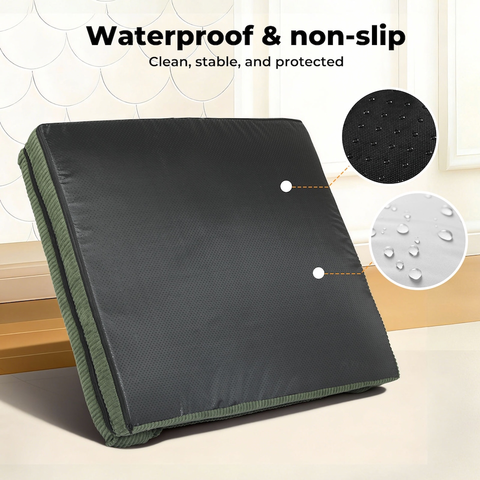 image 1 of Large Dog Pet Bed Orthopedic Washable Waterproof Corduroy Wear Resistant 93x63cm | Green | L | L