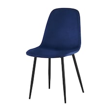 Luxe Dining Chair 4pc Madieval Blue Black Powder Legs | Blue | One Size