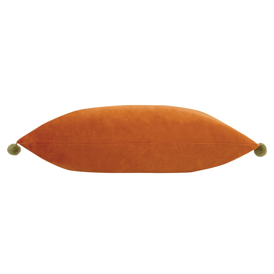 image 1 of Paoletti Fiesta Velvet Cushion, Rust/Khaki, 35 x 50cm