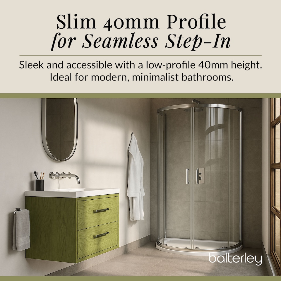 image 1 of Balterley Premium D Shape Shower Tray | White | White | 1